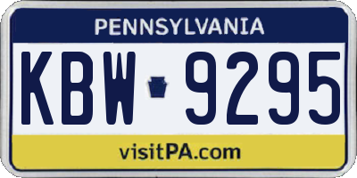 PA license plate KBW9295
