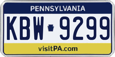 PA license plate KBW9299