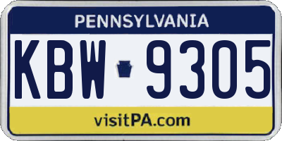 PA license plate KBW9305