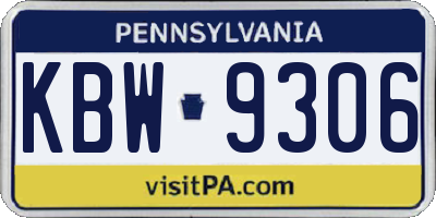 PA license plate KBW9306