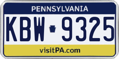 PA license plate KBW9325