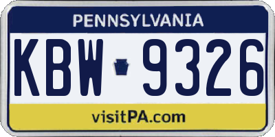 PA license plate KBW9326