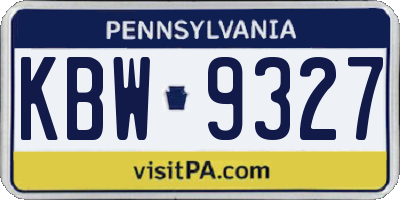 PA license plate KBW9327