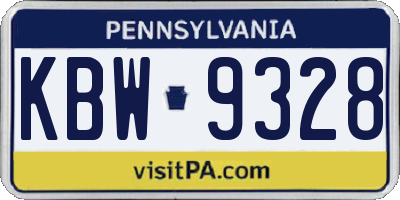 PA license plate KBW9328