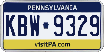 PA license plate KBW9329