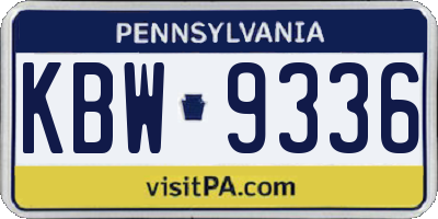 PA license plate KBW9336