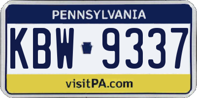 PA license plate KBW9337