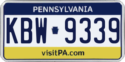 PA license plate KBW9339