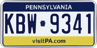 PA license plate KBW9341