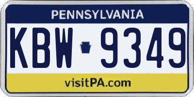 PA license plate KBW9349