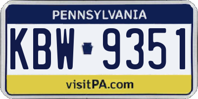 PA license plate KBW9351