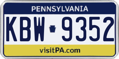 PA license plate KBW9352