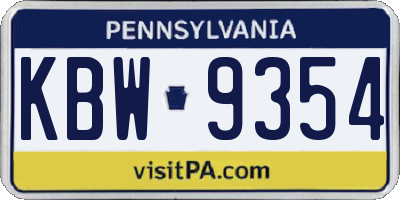 PA license plate KBW9354