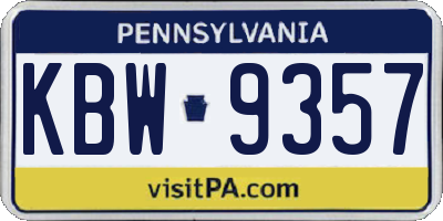 PA license plate KBW9357