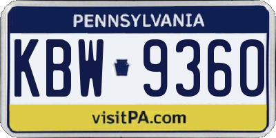 PA license plate KBW9360