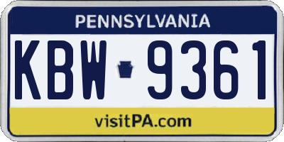 PA license plate KBW9361