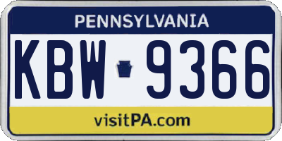 PA license plate KBW9366