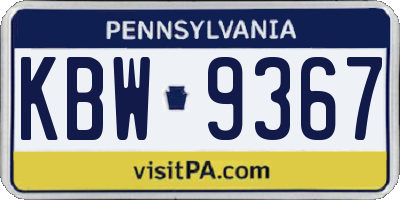 PA license plate KBW9367