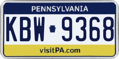 PA license plate KBW9368