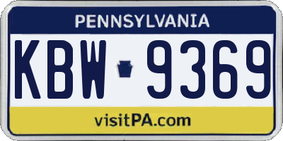 PA license plate KBW9369