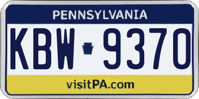 PA license plate KBW9370