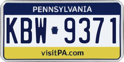 PA license plate KBW9371