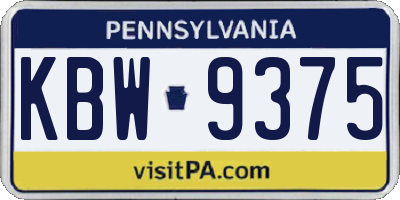 PA license plate KBW9375