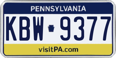PA license plate KBW9377