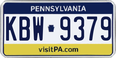 PA license plate KBW9379