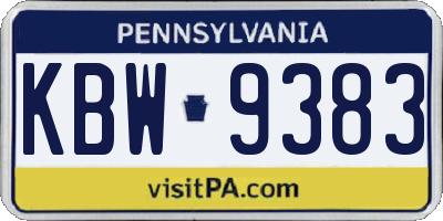 PA license plate KBW9383