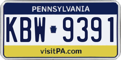 PA license plate KBW9391