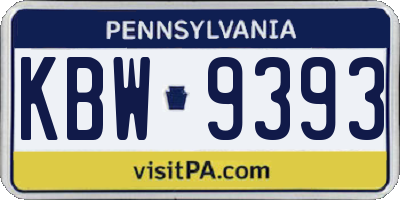 PA license plate KBW9393