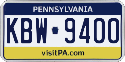PA license plate KBW9400