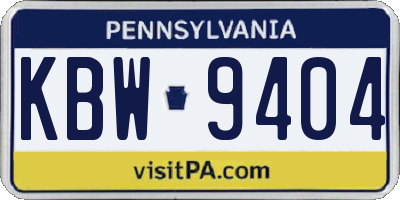 PA license plate KBW9404