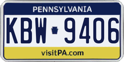 PA license plate KBW9406