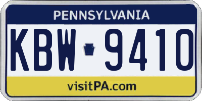 PA license plate KBW9410