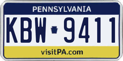 PA license plate KBW9411