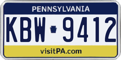 PA license plate KBW9412