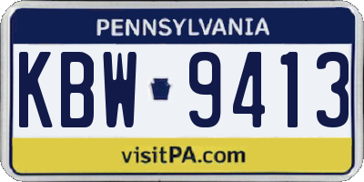 PA license plate KBW9413