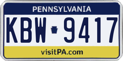 PA license plate KBW9417