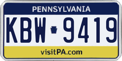 PA license plate KBW9419