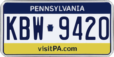 PA license plate KBW9420