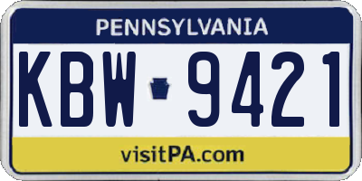 PA license plate KBW9421