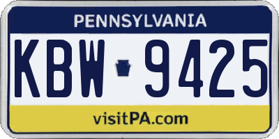 PA license plate KBW9425