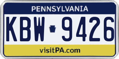 PA license plate KBW9426