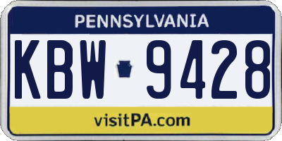 PA license plate KBW9428