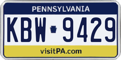 PA license plate KBW9429