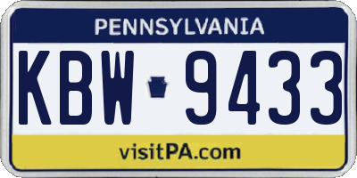 PA license plate KBW9433