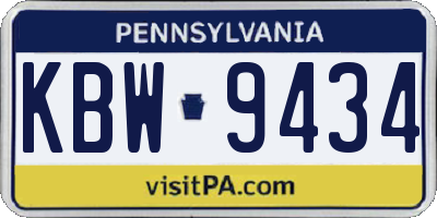 PA license plate KBW9434