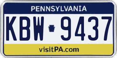PA license plate KBW9437
